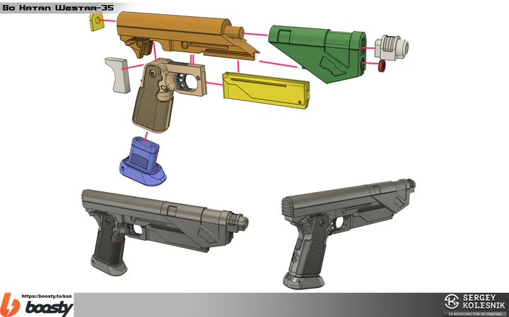 Bo Katan Westar 35 3D printed Blaster DUAL PACK by - Galactic Armory