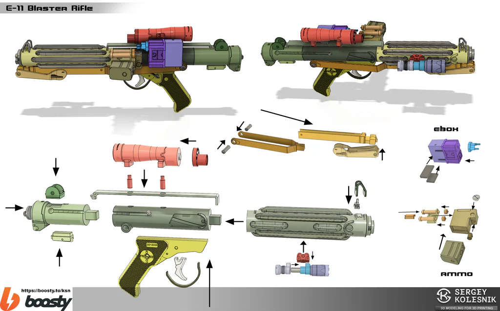 E-11 Blaster 3D Print Raw DIY Kit – Galactic Armory Star Wars Cosplay Prop Replica - Image 4
