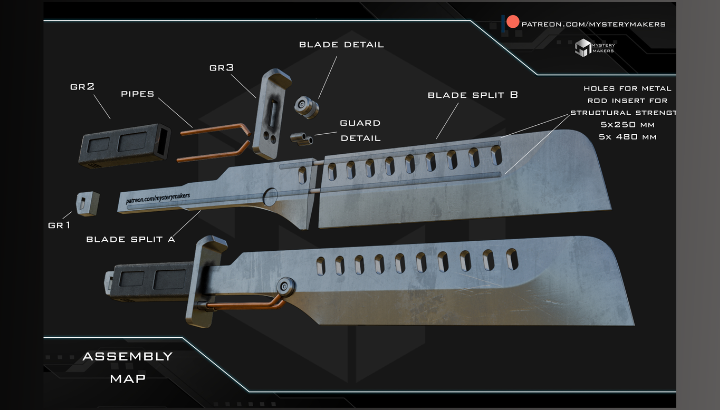 Mando Vibro-Blade RAW DIY KIT - by Mystery Makers - Single Sword